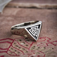 Load image into Gallery viewer, Ancient Valknut Stainless Steel Viking Symbol Ring Nordic Runes Protection Signet Rings Pagan Jewelry