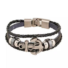Load image into Gallery viewer, Anchor vintage Braided Leather Bracelets for Men and Women