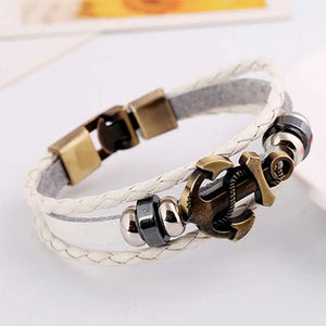Anchor vintage Braided Leather Bracelets for Men and Women