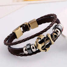 Load image into Gallery viewer, Anchor vintage Braided Leather Bracelets for Men and Women