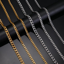 Load image into Gallery viewer, Skyrim Long Curb Cuban Chain Necklace for Men Women Classic Punk Stainless Steel Gold Color Metal Wide Chains Jewelry Wholesale