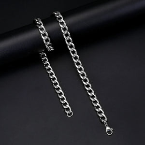 Skyrim Long Curb Cuban Chain Necklace for Men Women Classic Punk Stainless Steel Gold Color Metal Wide Chains Jewelry Wholesale